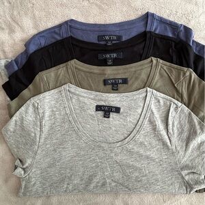 SWTR T-Shirt Bundle of 4 NWOT Women’s size XS Blue, Black, Gray, Khaki Soft
